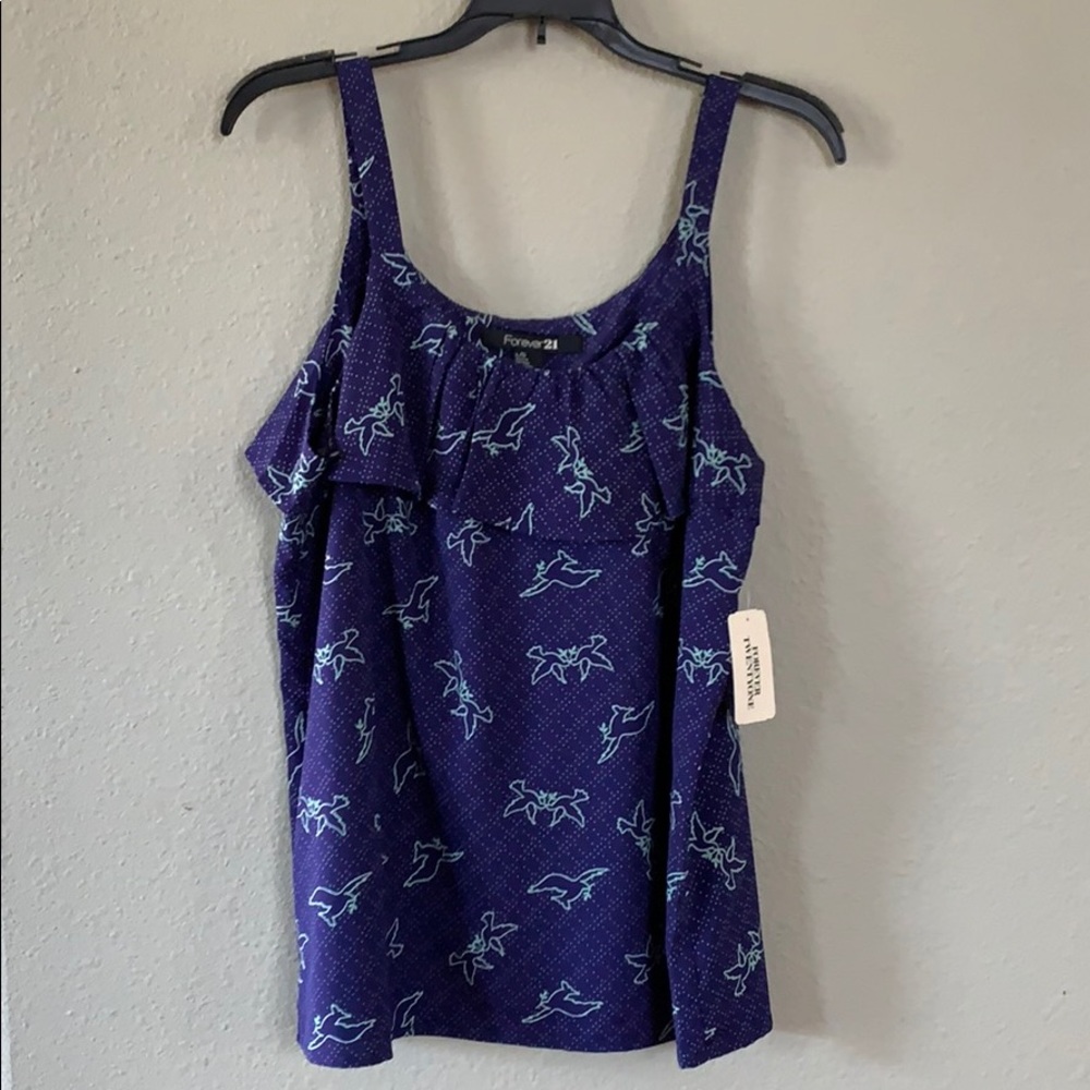 Forever 21 blue ruffle camisole blouse
